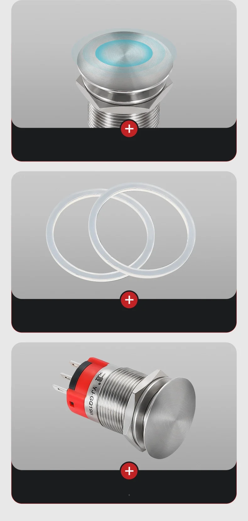 Mushroom Type Colour Metal Push Button Switch